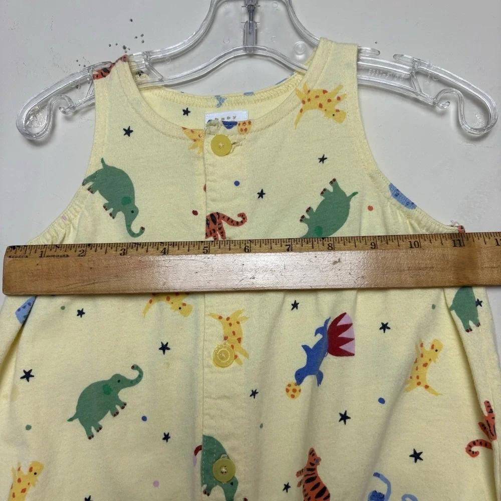 Vintage Baby Gap 90s Bubble Romper Yellow Zoo Animals Cotton‎ 3-6 Months